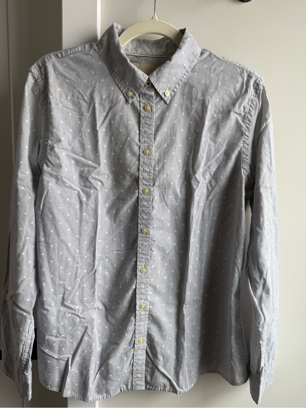 Banana Republic Light Gray Pinstripe Dot Button-Down Shirt
